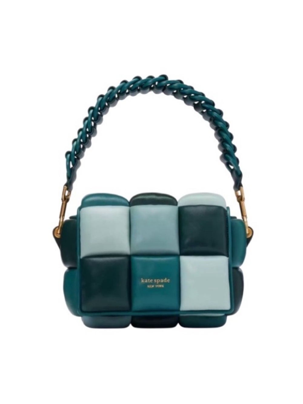 Kate Spade Boxxy Quilted Leather Crossbody Bag - Teal Colorblock EUC